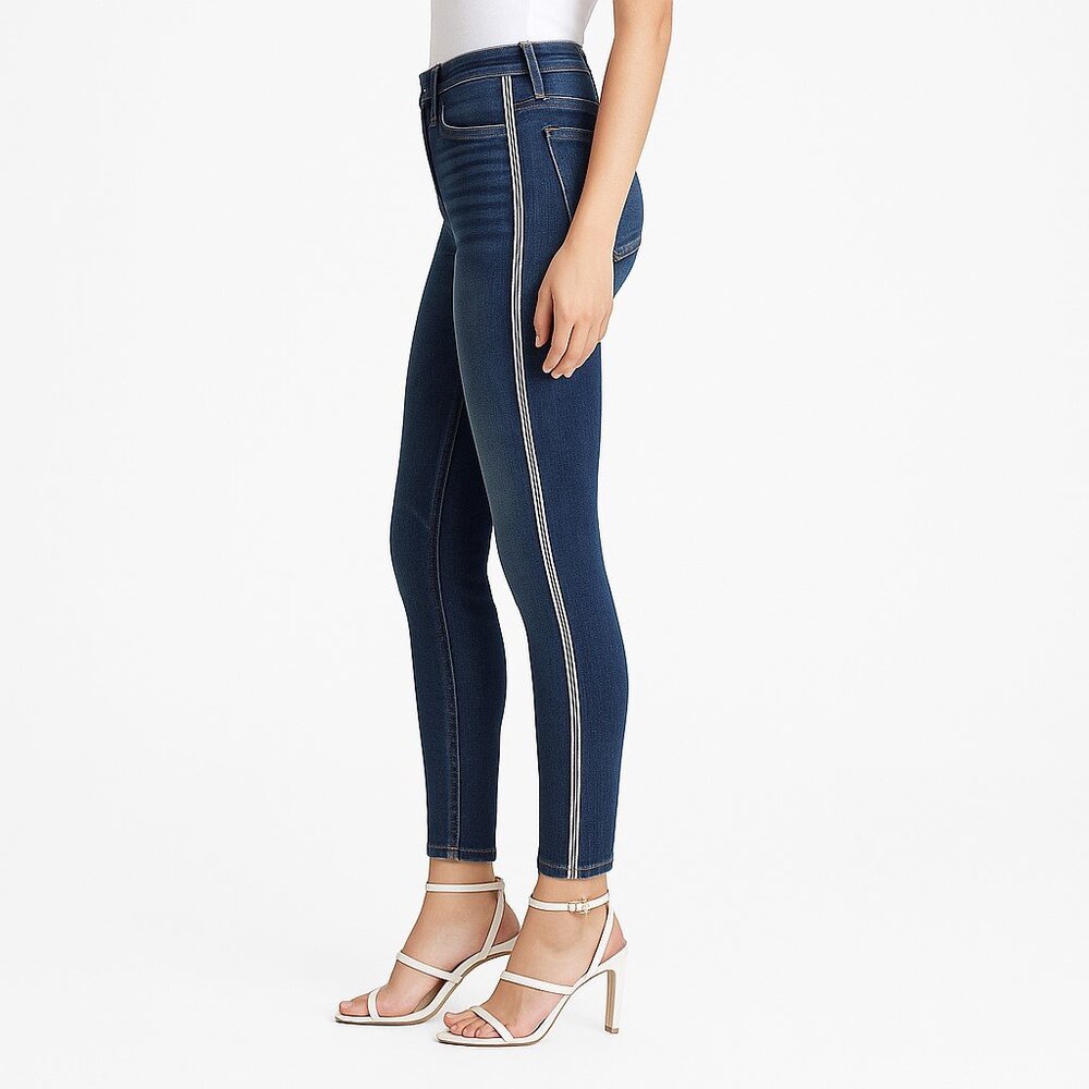 Hudson Barbara Stripe Leg High Waist Ankle Skinny Jeans Womens Hypnotic Wash 26
